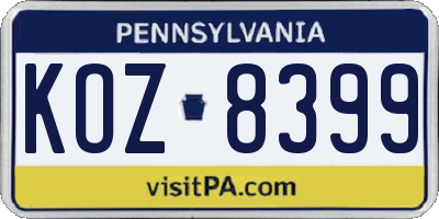 PA license plate KOZ8399