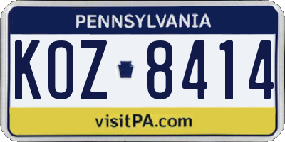 PA license plate KOZ8414