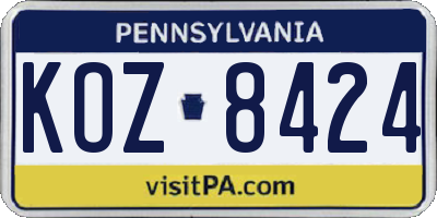 PA license plate KOZ8424