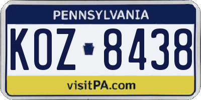 PA license plate KOZ8438
