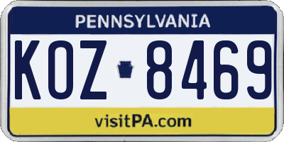 PA license plate KOZ8469