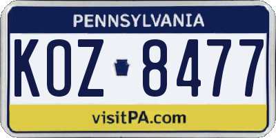 PA license plate KOZ8477