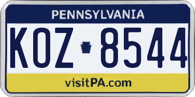 PA license plate KOZ8544