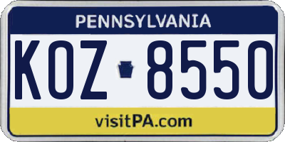 PA license plate KOZ8550