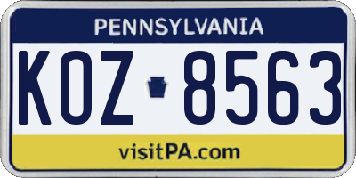 PA license plate KOZ8563