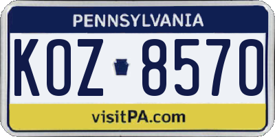 PA license plate KOZ8570