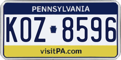 PA license plate KOZ8596