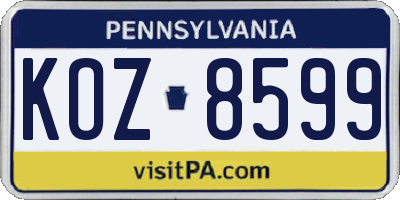 PA license plate KOZ8599