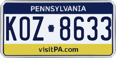 PA license plate KOZ8633