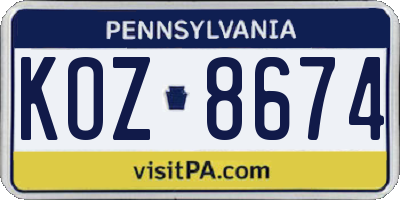PA license plate KOZ8674
