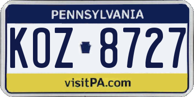 PA license plate KOZ8727