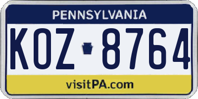 PA license plate KOZ8764