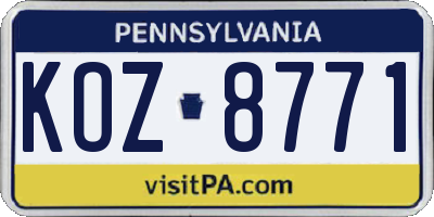 PA license plate KOZ8771