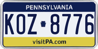 PA license plate KOZ8776
