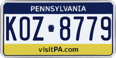 PA license plate KOZ8779
