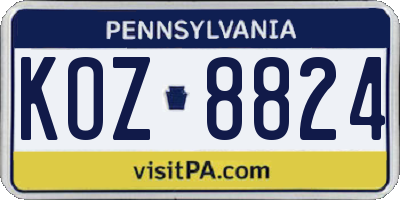 PA license plate KOZ8824