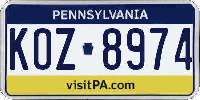 PA license plate KOZ8974
