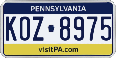 PA license plate KOZ8975