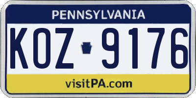 PA license plate KOZ9176