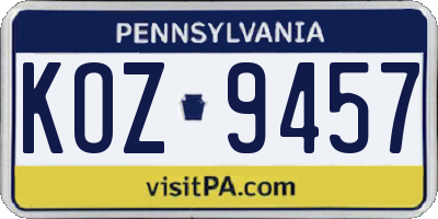 PA license plate KOZ9457