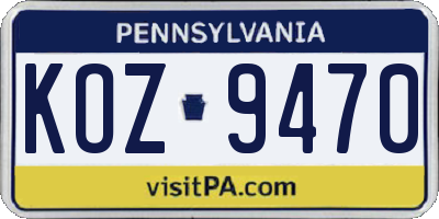 PA license plate KOZ9470