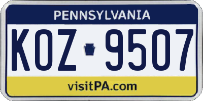 PA license plate KOZ9507