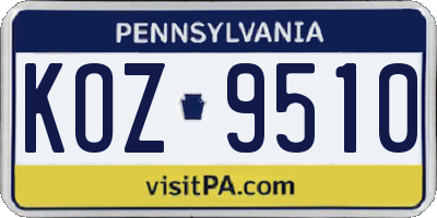 PA license plate KOZ9510