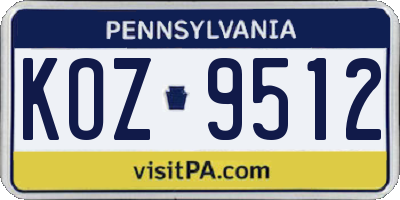 PA license plate KOZ9512