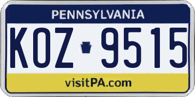 PA license plate KOZ9515