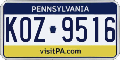 PA license plate KOZ9516