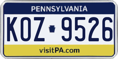 PA license plate KOZ9526