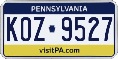 PA license plate KOZ9527