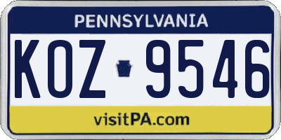 PA license plate KOZ9546