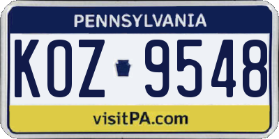 PA license plate KOZ9548