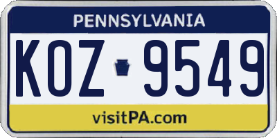 PA license plate KOZ9549