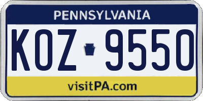 PA license plate KOZ9550