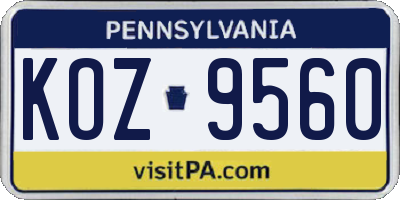 PA license plate KOZ9560