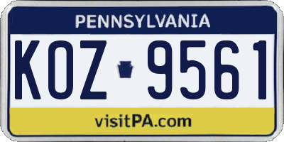 PA license plate KOZ9561