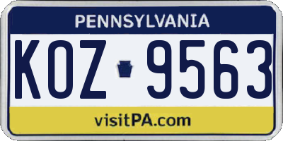 PA license plate KOZ9563