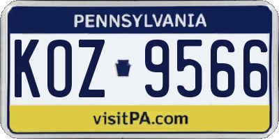 PA license plate KOZ9566
