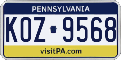 PA license plate KOZ9568