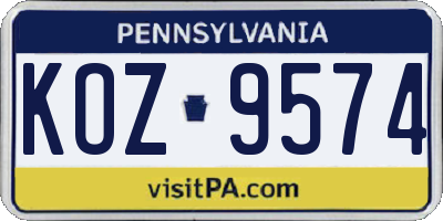 PA license plate KOZ9574