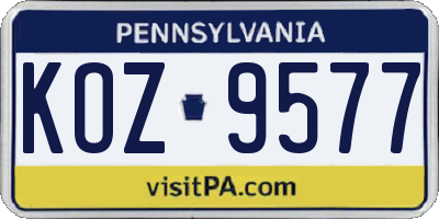 PA license plate KOZ9577