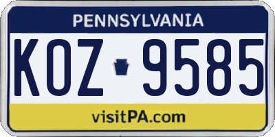 PA license plate KOZ9585