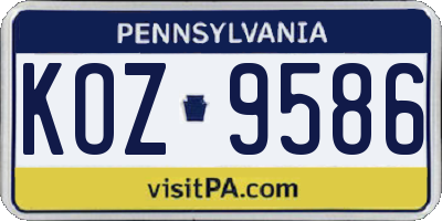 PA license plate KOZ9586