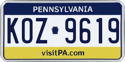 PA license plate KOZ9619