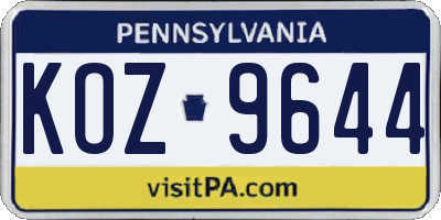 PA license plate KOZ9644