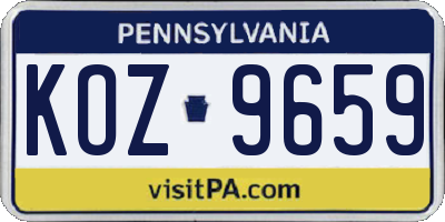 PA license plate KOZ9659