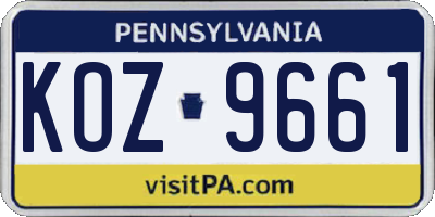PA license plate KOZ9661