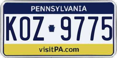 PA license plate KOZ9775
